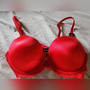 NWT La Senza Red Hello Sugar Push Up Bra Rhinestone and Lace